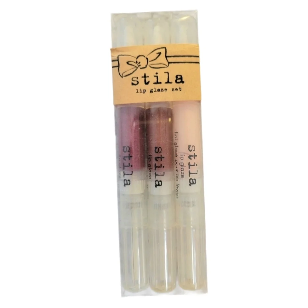 NIB Original Stila 3 pk Lip Glaze Set Strawberry Cream, Cranberry, Dazzleberry